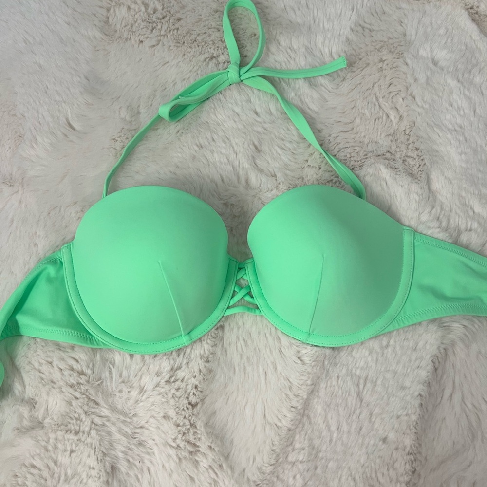 Victoria's Secret VS Neon Mint Green Bandeau Bikini Swim Top 34D